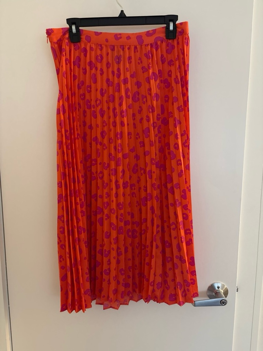 Vibrant Orange Maxi Skirt with Pink Print